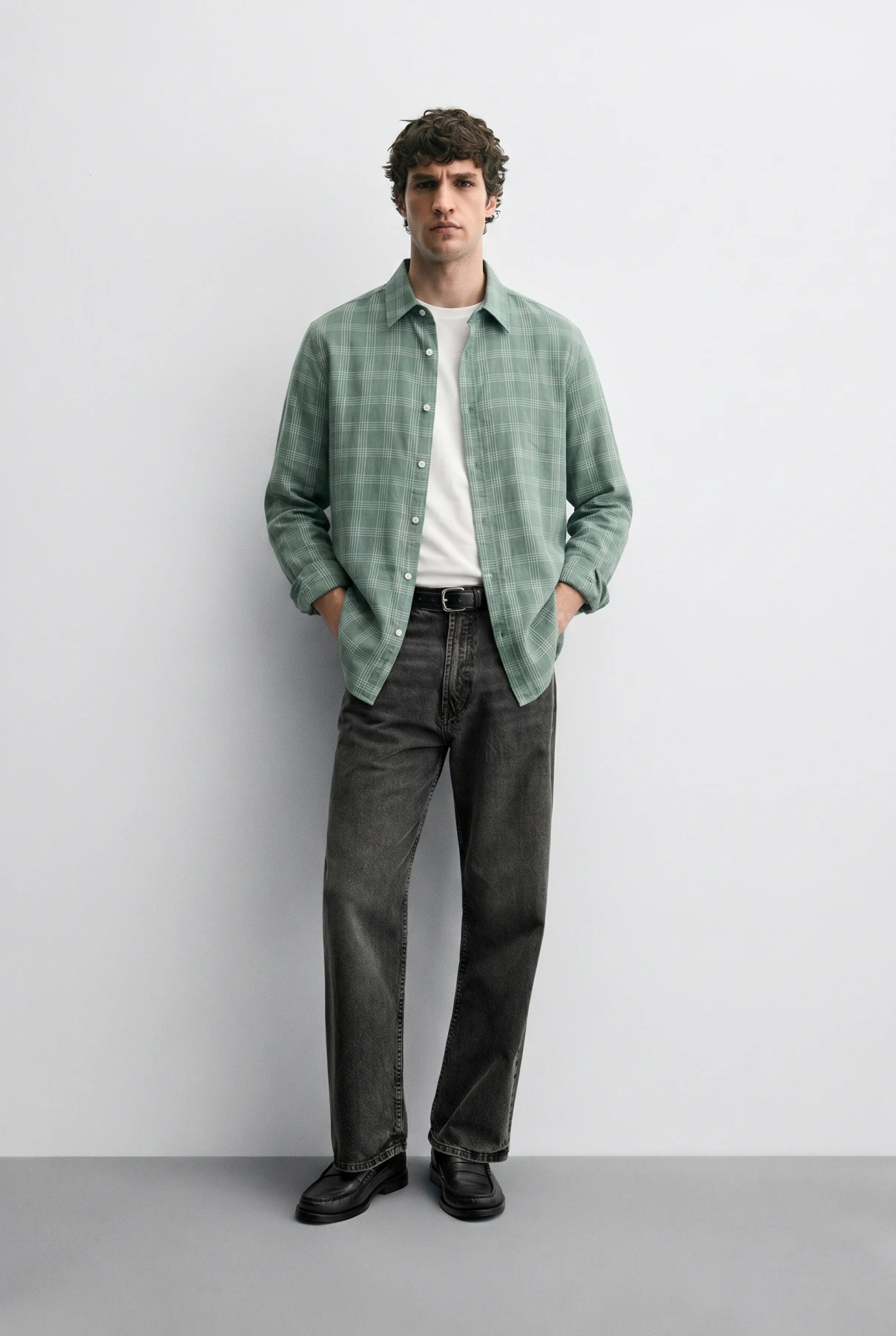 Рубашка в клетку — oversize, длинный рукав